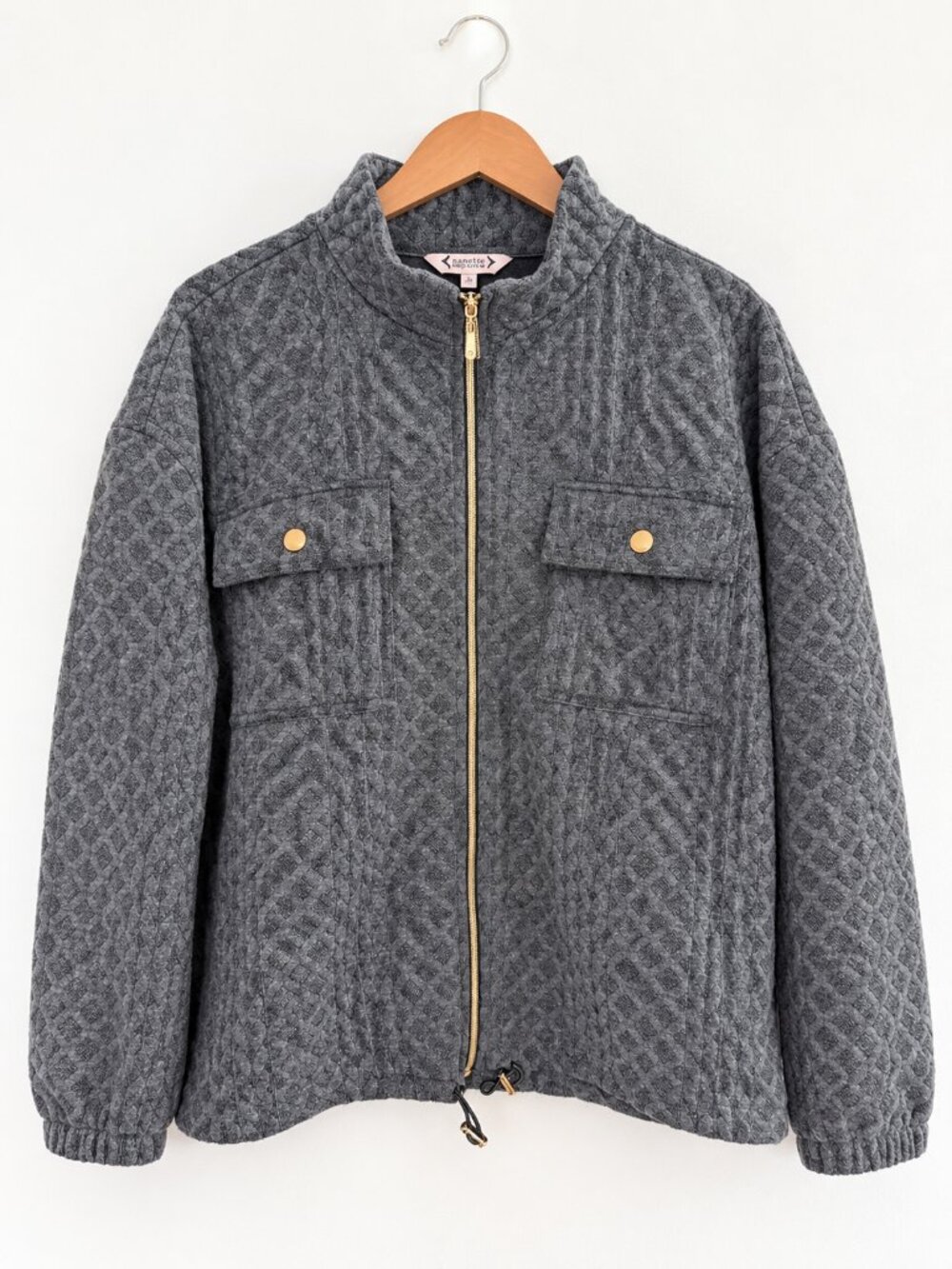 Nanette Lepore Jacquard Utility Zip Jacket Gold Hardware XL Preppy Minimalist